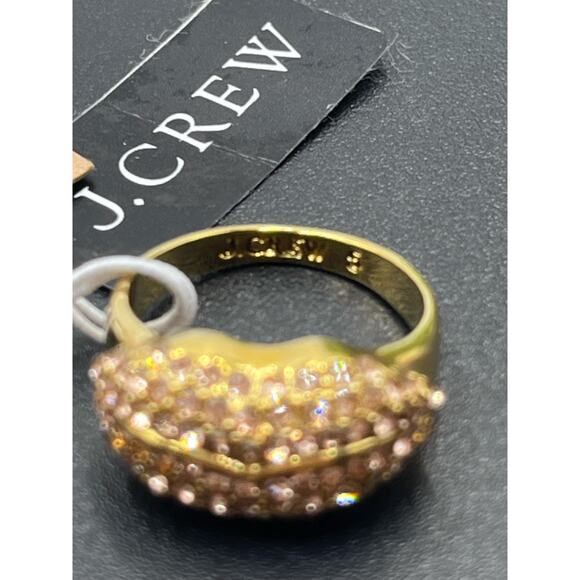 J. Crew Pink Pave Kiss Lips Gold Tone Ring Sz 5 New - Picture 14 of 15